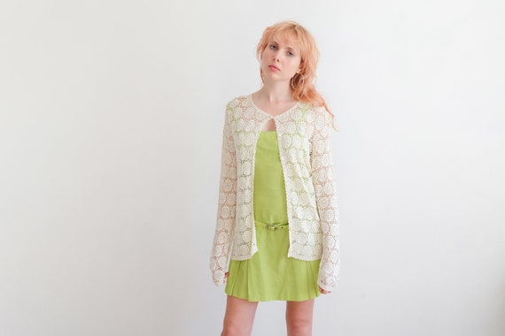 Vintage 70s Off-White Crochet Cardigan