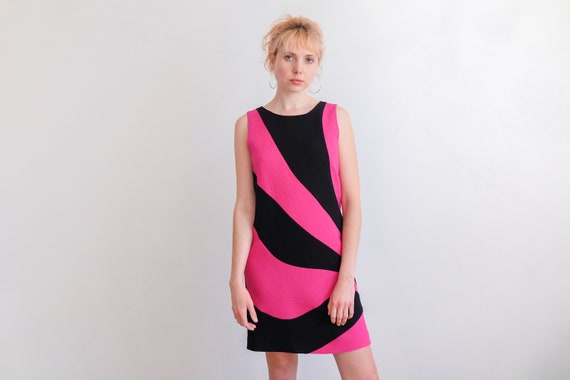 Vintage 00s does 60s 'Moschino' Black and Pink Min