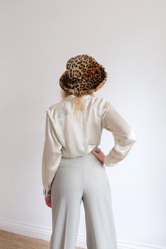 Vintage 00s Leopard Faux Fur Bucket Hat