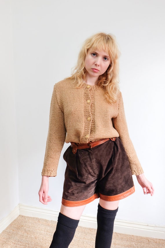 Vintage Brown Orange Suede and Leather Shorts