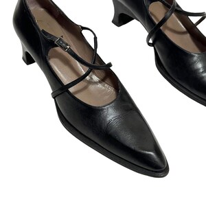 90s Mexx Leather Heels| Vintage Black Feminine Block Heel Shoes Size EU40