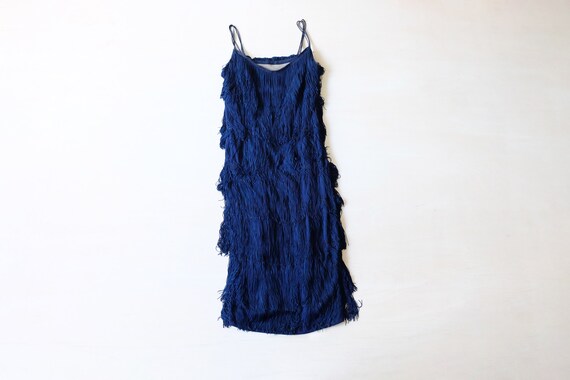 Vintage 60s does 20s Navy Blue Fringe Flapper Dres