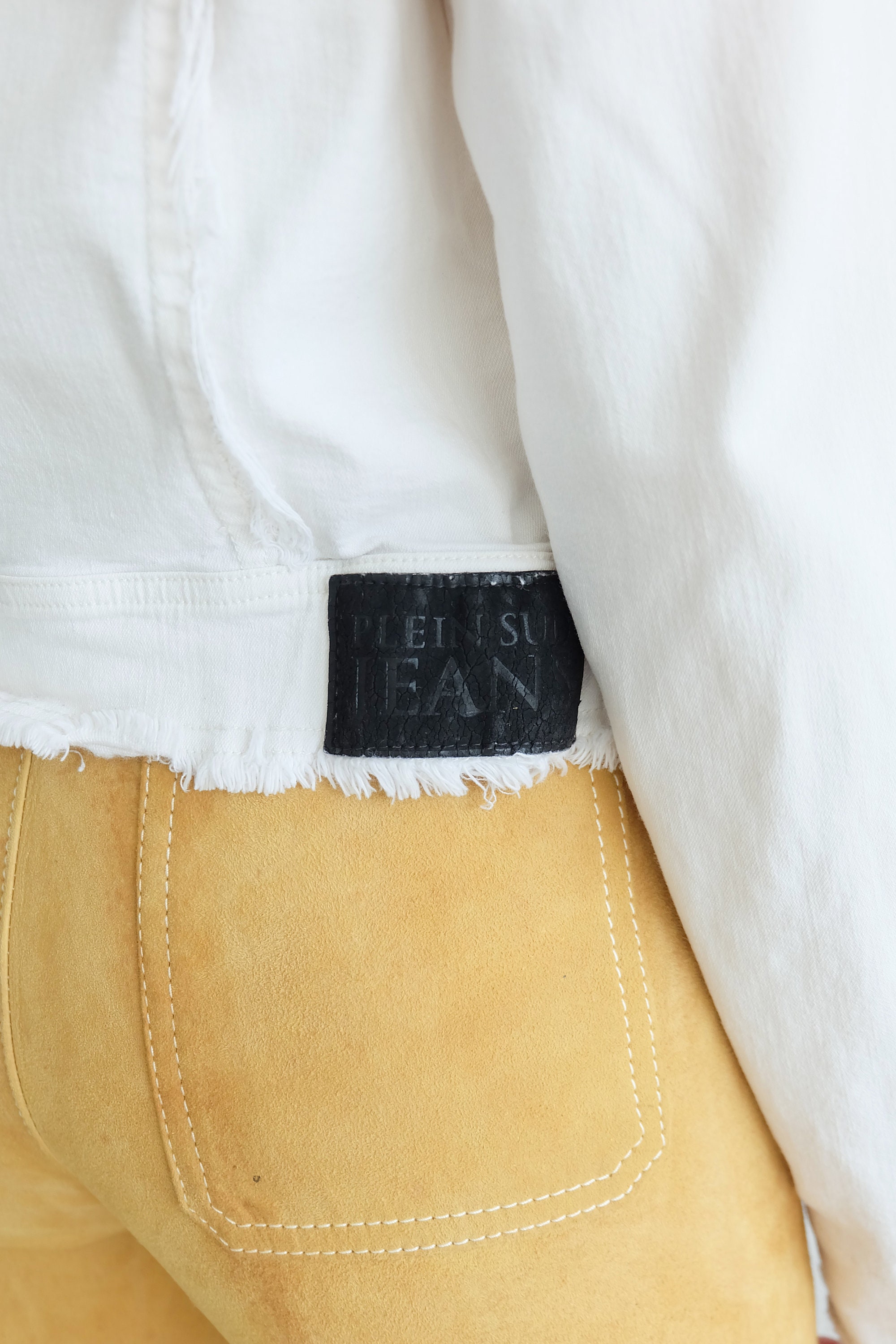 Vintage 90s 'plein Sud' White Frayed Denim Jacket - Etsy