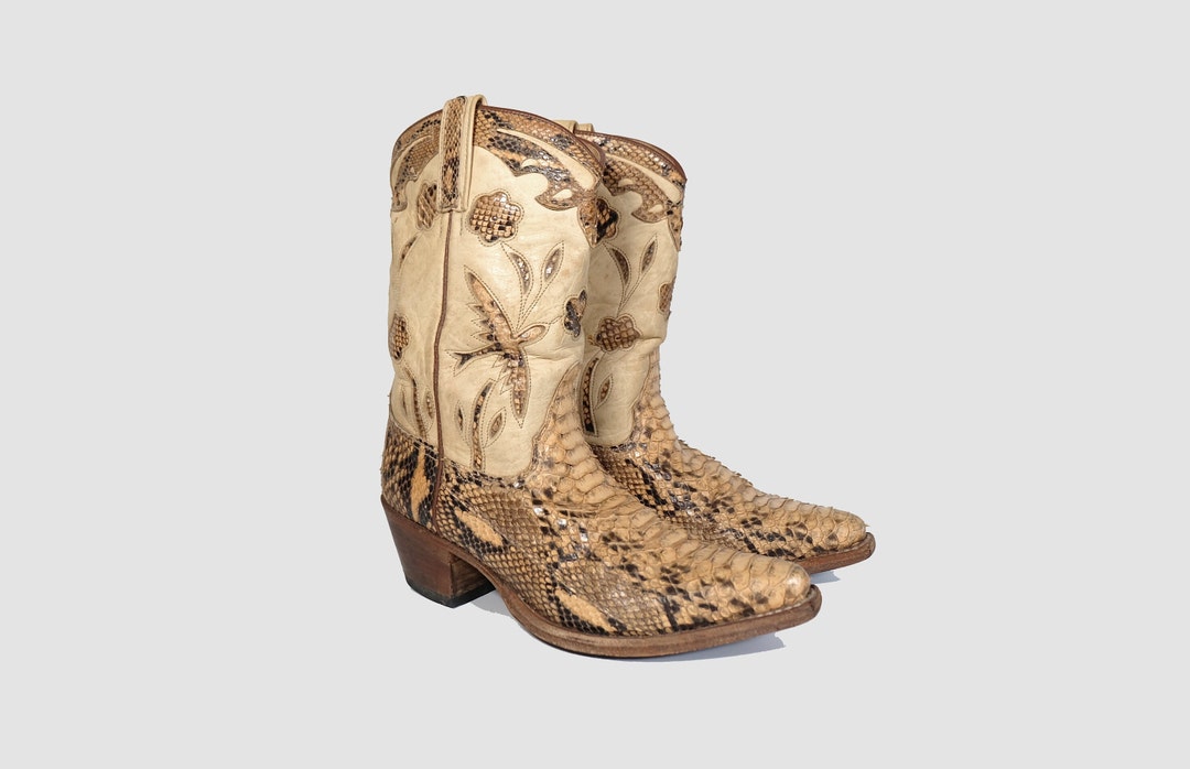 Vintage 90s 'sendra' Python Cowboy Boots size UK 2 EU 34,5 US 5 - Etsy