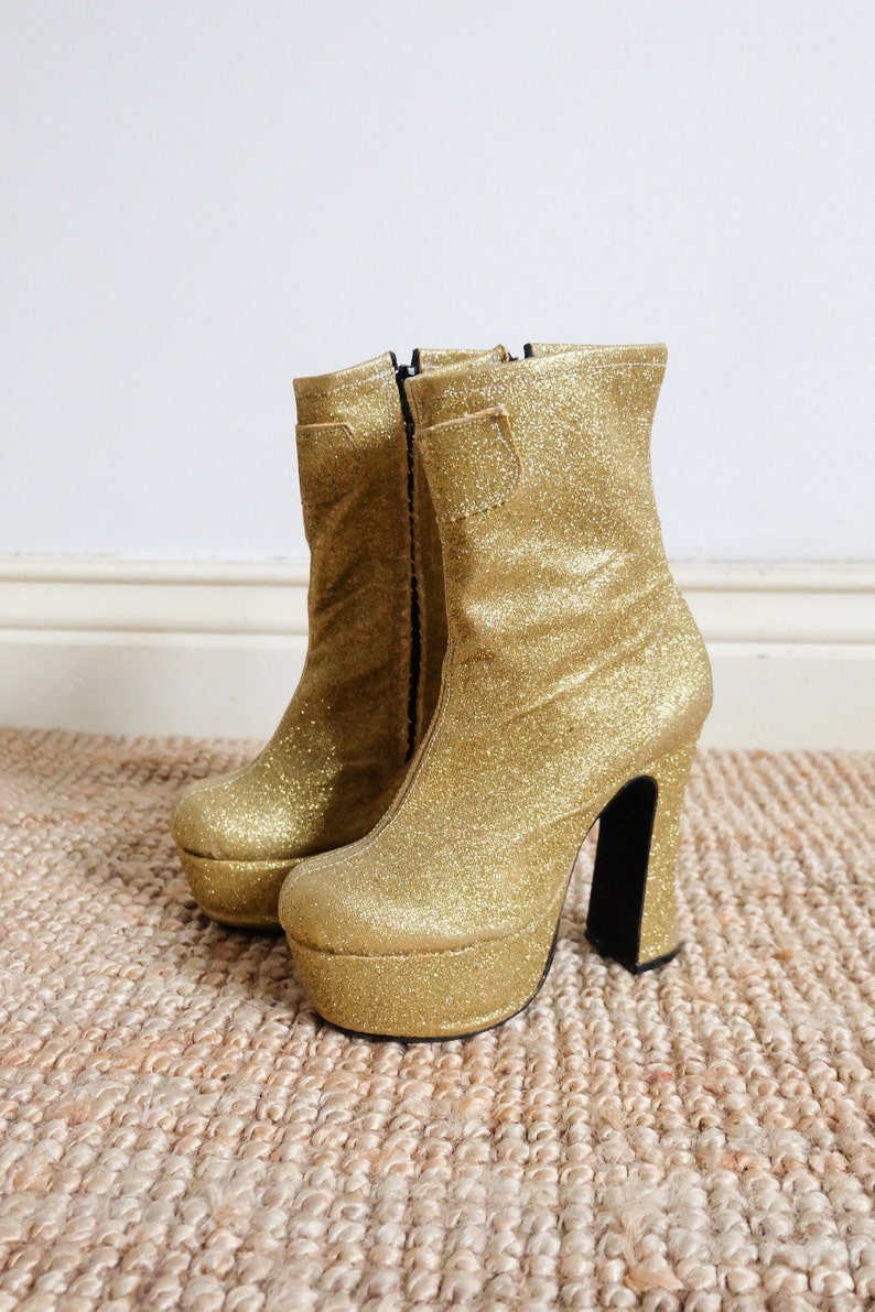 gold platform ankle boots