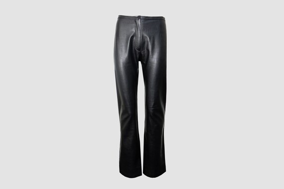 Vintage 00s Black PVC Trousers W28 W29 