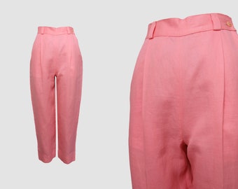 Vintage 80s 'Gianni Versace' Pink Linen Trousers