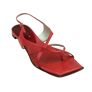 Red strappy sandals low heel new arrivals
