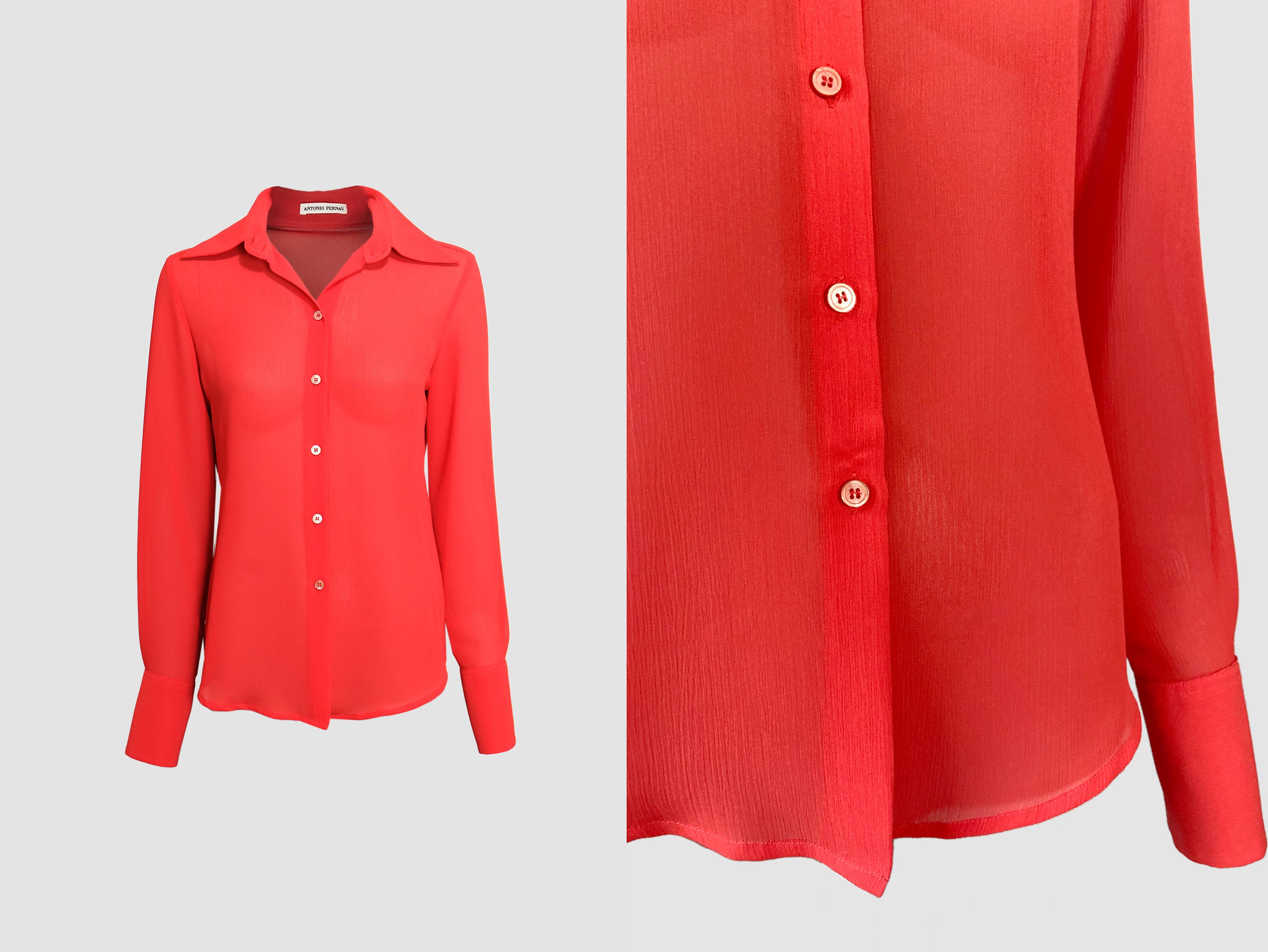 Red Sheer Blouse Etsy