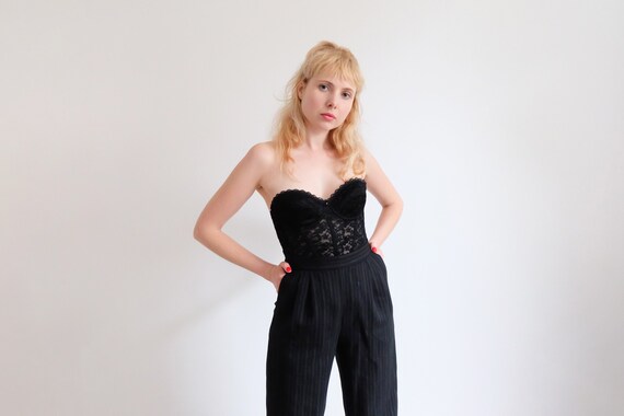 Vintage 90s Black Lace Corset Top