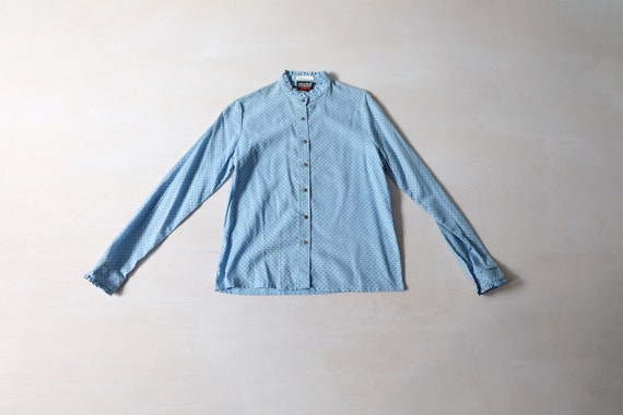 Vintage 80s Baby Blue Ruffle Shirt
