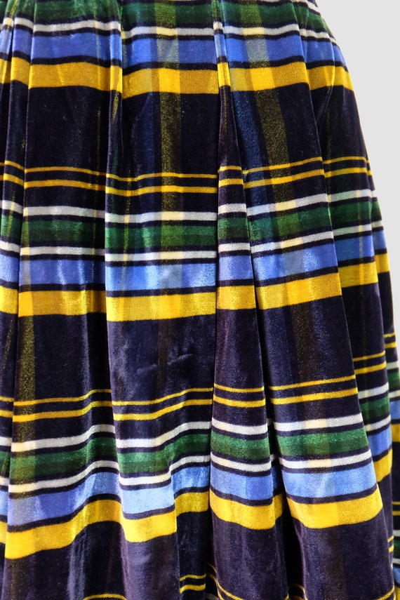 Vintage 50s Velvet Striped A-line Skirt W24 - image 4