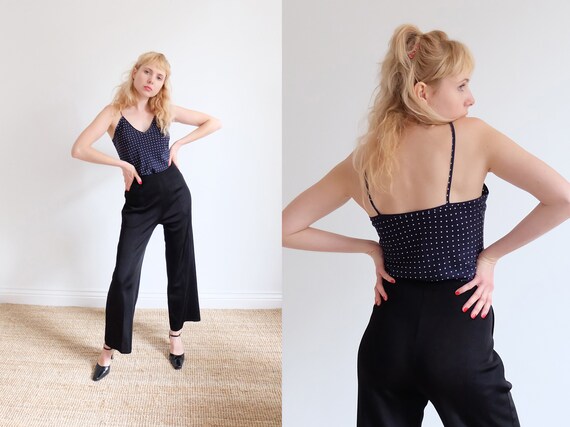Vintage 80s 'Sonia Rykiel' Black Knitted Wide-Leg