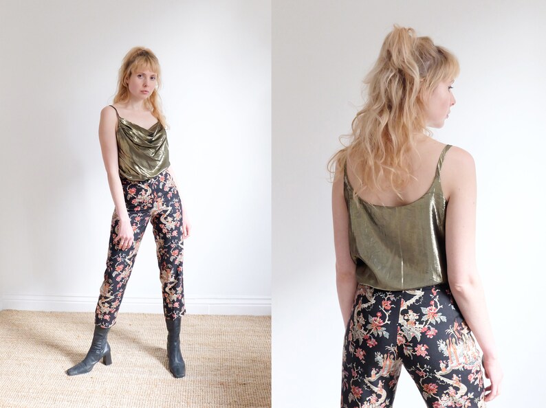 Vintage 90s Patterned Silk Trousers W26 image 1