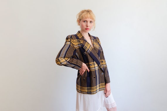 Vintage 80s 'Valentino' Plaid Blazer