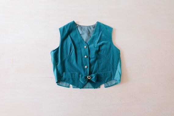 Vintage 60s Turquoise Velvet Waistcoat