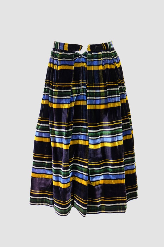 Vintage 50s Velvet Striped A-line Skirt W24 - image 5