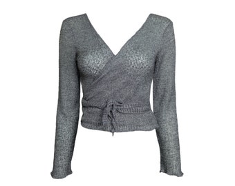Vintage 00s 'Moschino' Grey Knitted Wrap Top