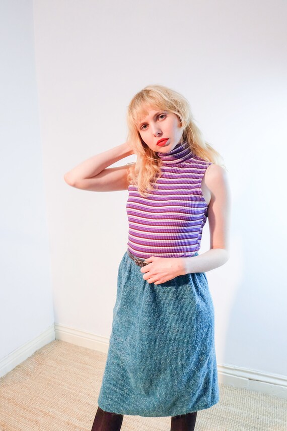 Vintage 90s does 70s Purple Striped Sleeveless Tur