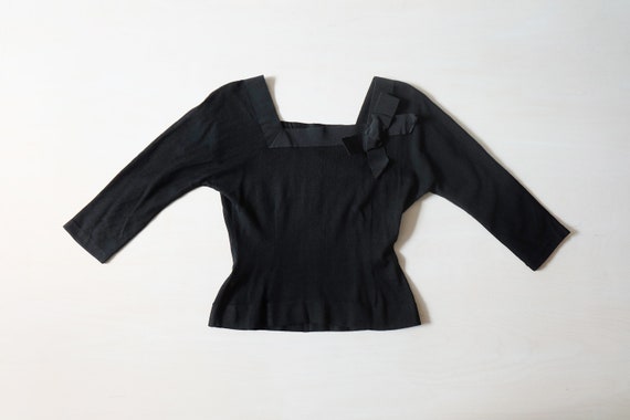 Vintage 50s Black Knitted Top