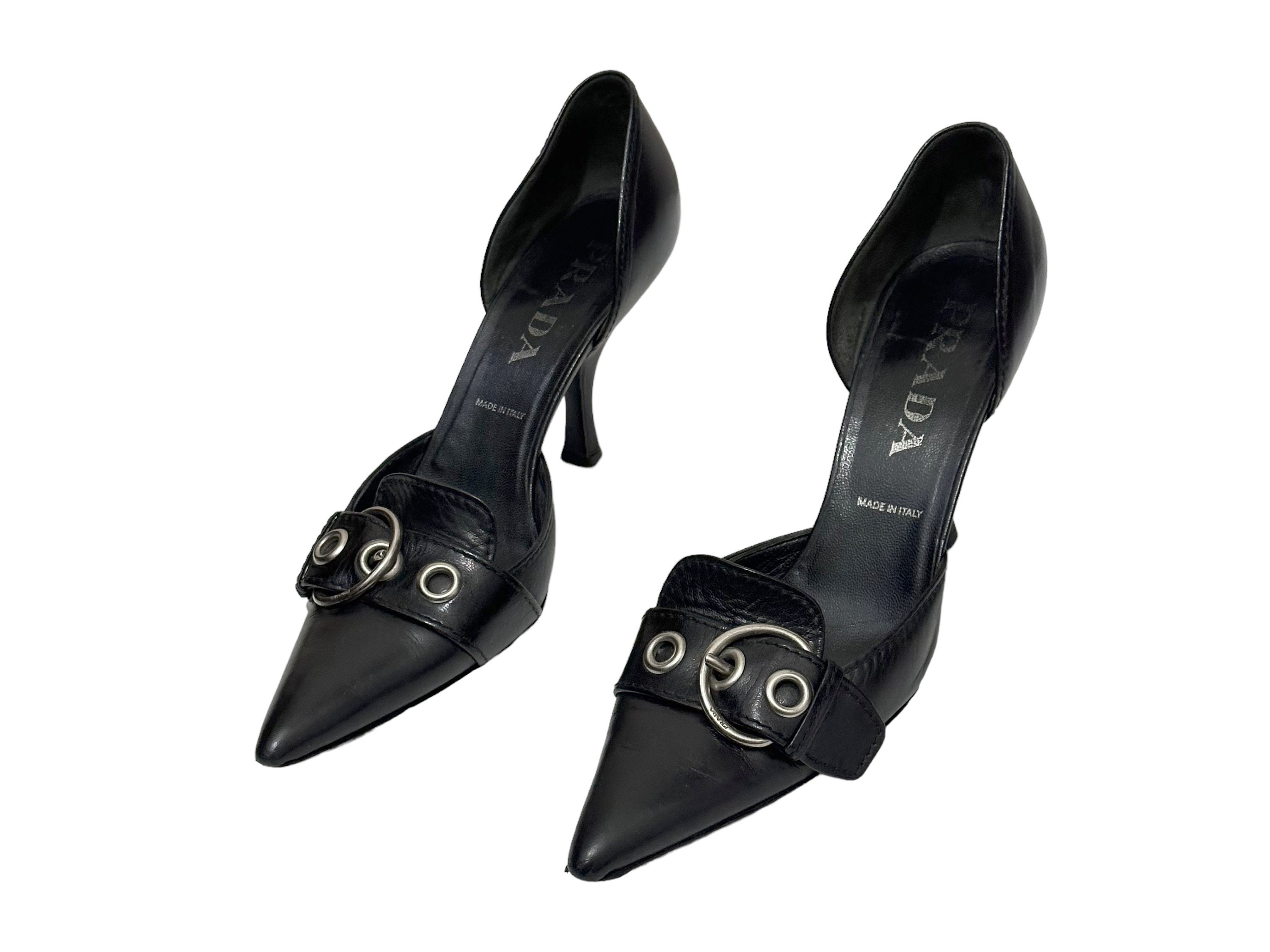 Vintage 00s 'prada' Black Buckle Heels (size UK 4.5 EU 37.5 Vintage 00s 'prada' Black Buckle Heels (size UK 4.5 EU 37.5
