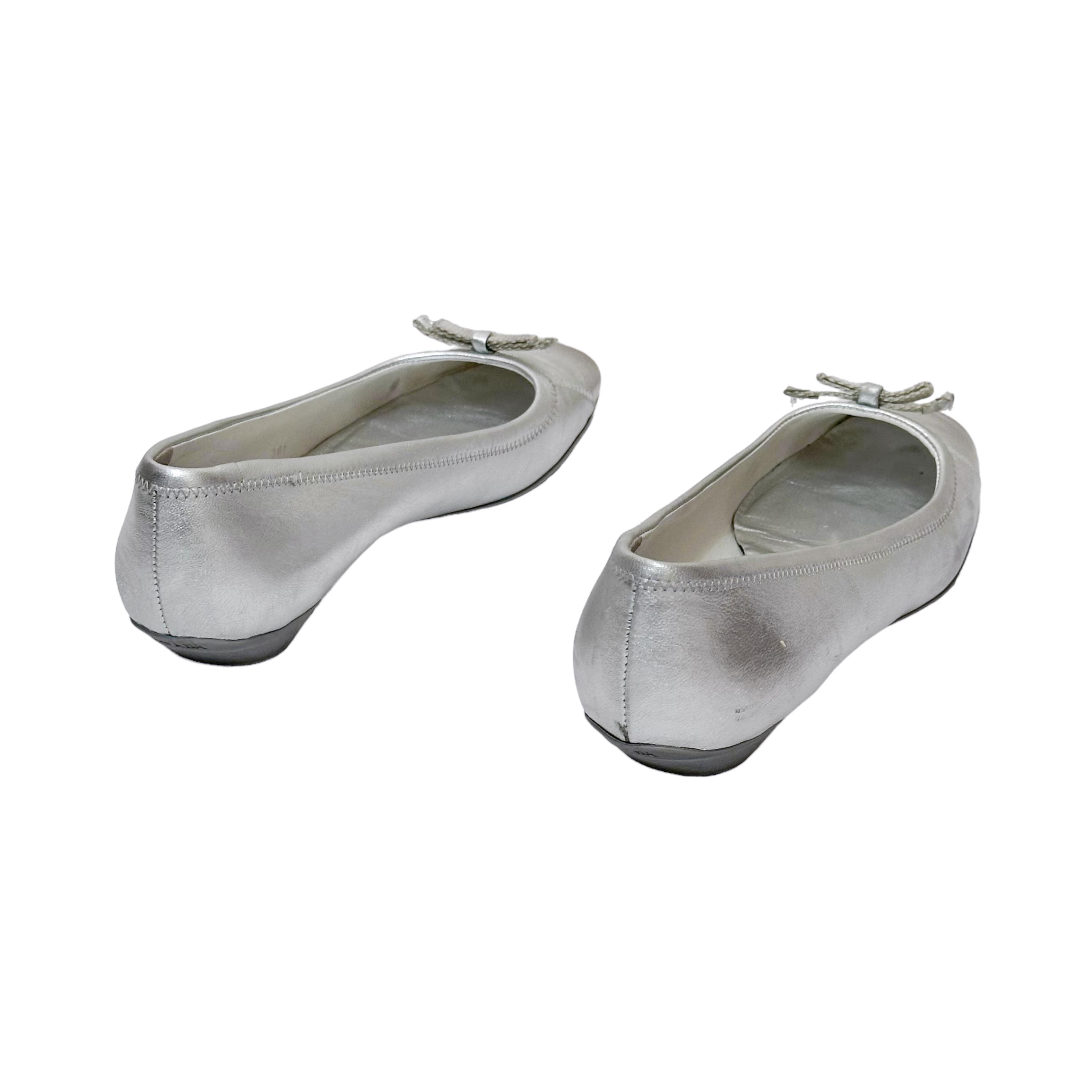 PRADA::バレエシューズ:39.5[RESALE] Vintage 00s 'prada' Silver Ballet Flats (size UK 6 EU 39 US