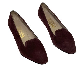 Vintage 90s 'Ferragamo' Brown Suede Loafers (Size UK 5 EU 38 US 8)