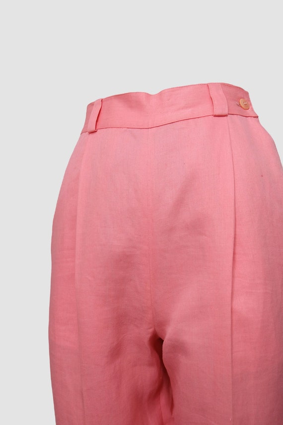 Vintage 80s 'Gianni Versace' Pink Linen Trousers - image 3