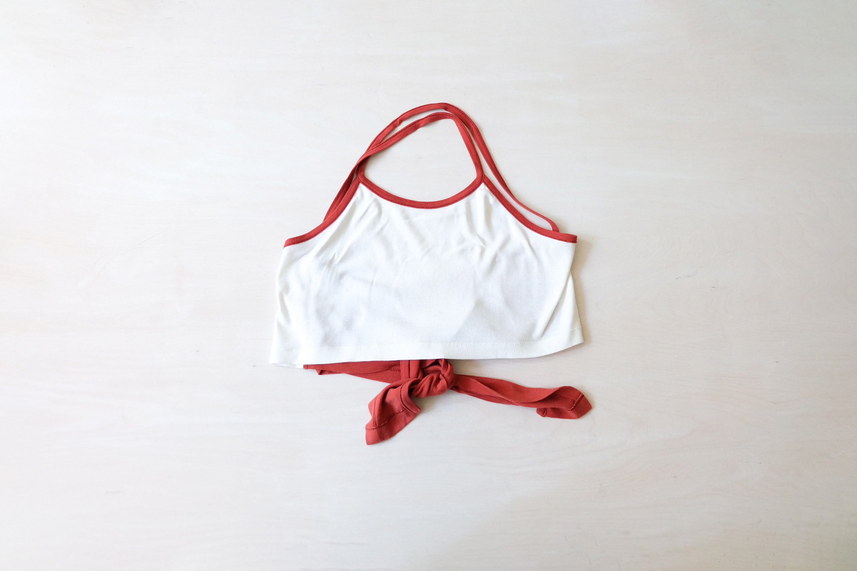 Image of Vintage S "Sonia Rykiel' Coral & White Halter Neck Knitted Top