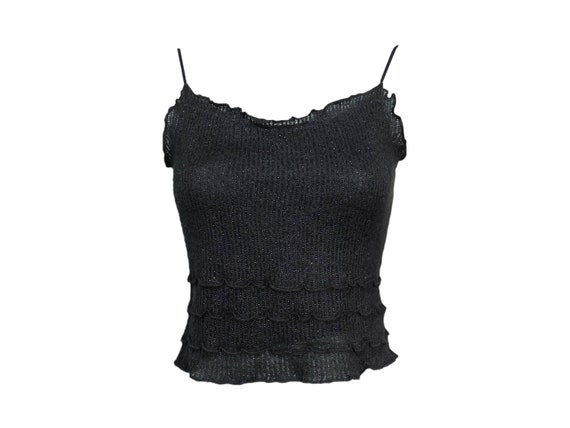 Vintage 00s 'Moschino' Black Knitted Cami Top - image 1