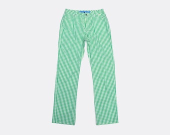 Vintage 00s 'Escada' Green Gingham Trousers W32"