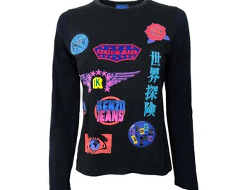 80s〜 KENZO long sleeve shirt 80s Kenzo Pop Flower Print Long Sleeve Jersey T-shirt - Etsy