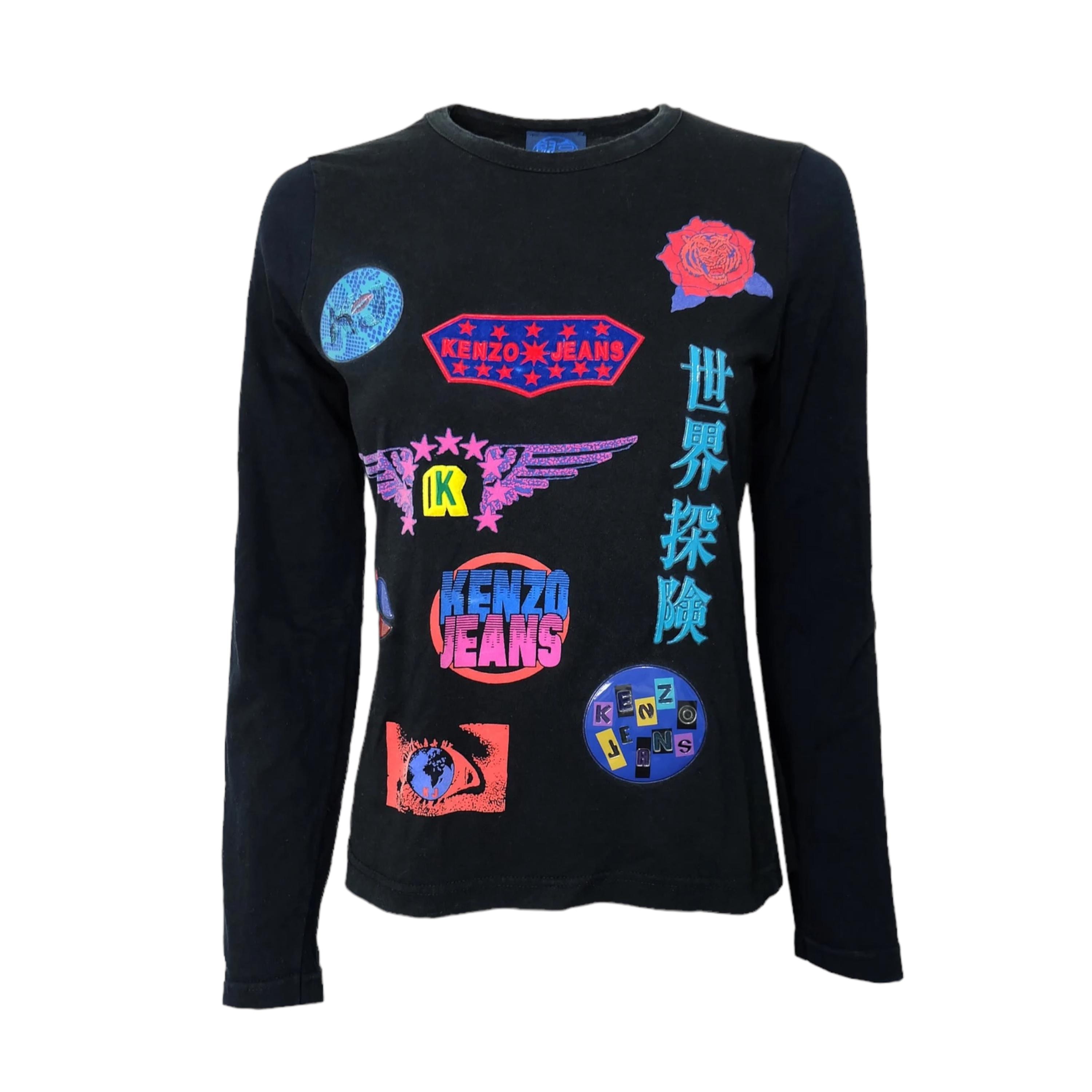 80s〜 KENZO long sleeve shirt 80s Kenzo Pop Flower Print Long Sleeve Jersey T-shirt - Etsy