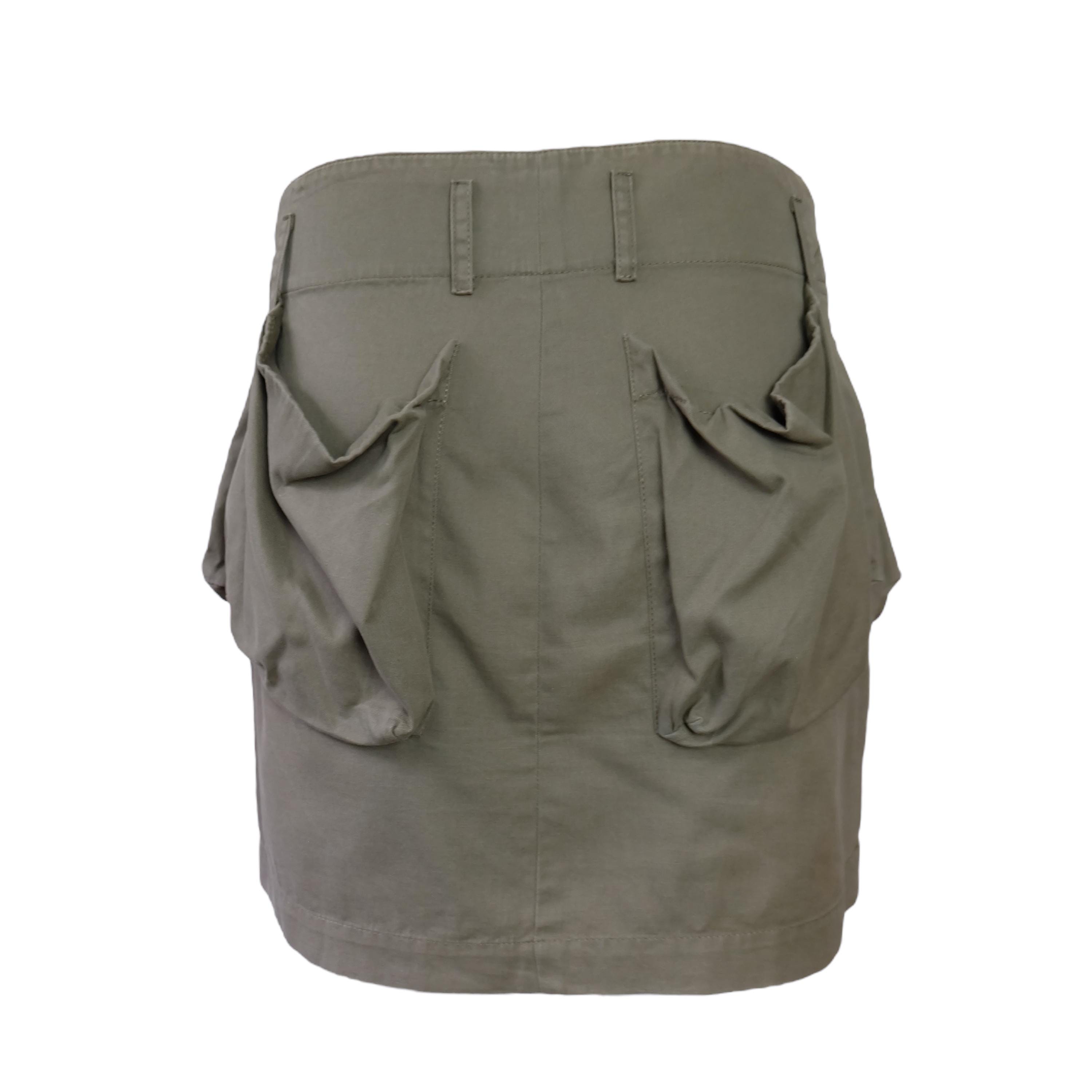 関税込!【MIU MIU】DARK GREEN COTTON MINI SKIRT Miu miu silk skirt - Gem