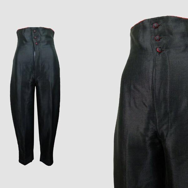 Women's Vintage Black & White High Waisted Trousers 28/30