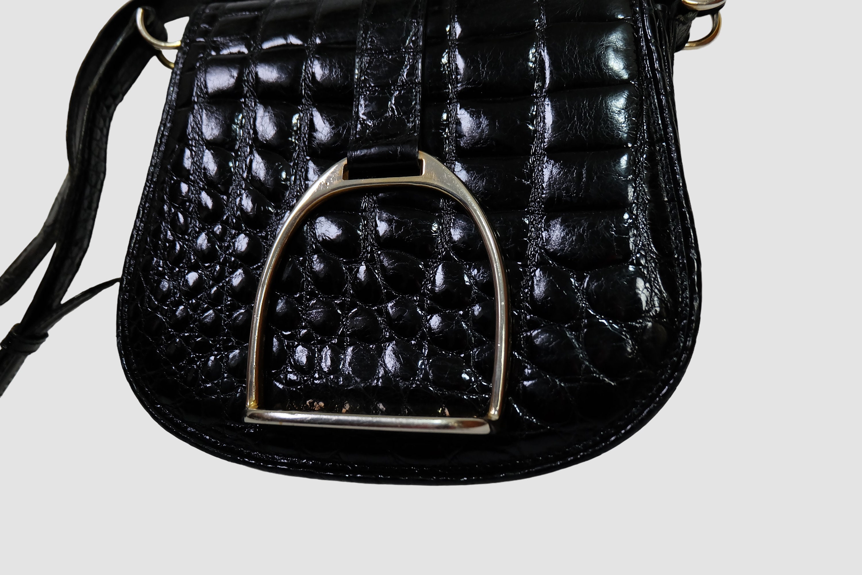 Louise Fontaine 1970s Crocodile Clutch / Shoulder Bag