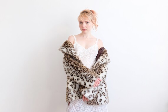 Vintage 70s Leopard Faux Fur Coat