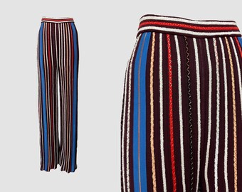 Vintage 00s does 70s 'Missoni' Patterned Knitted Wide Leg Trousers