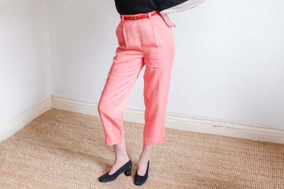 Vintage 80s 'Gianni Versace' Pink Linen Trousers