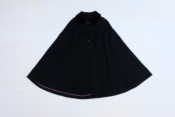 Vintage 70s Black Wool Cape