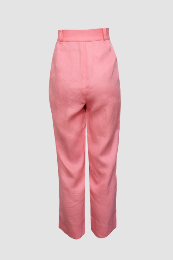 Vintage 80s 'Gianni Versace' Pink Linen Trousers - image 5