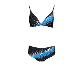 Vintage 90s Black and Blue Triangle Bikini