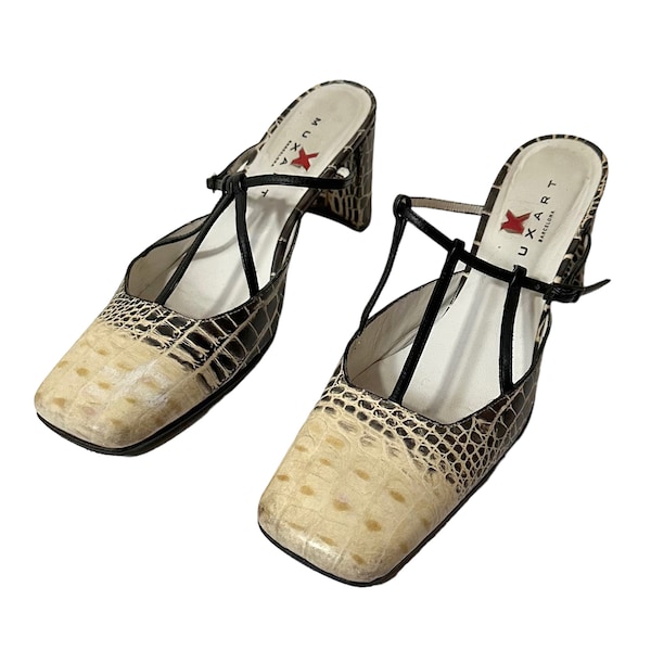 snakeskin mules
