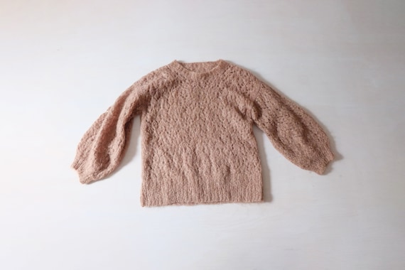 Vintage 80s Beige Hand Knitted Mohair Jumper