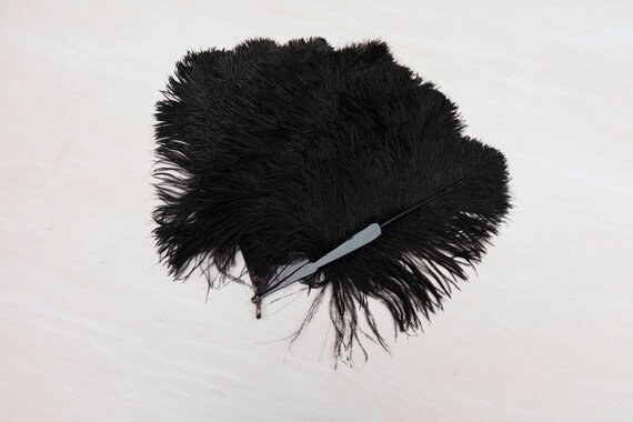 Vintage 20s Black Feathers Fan