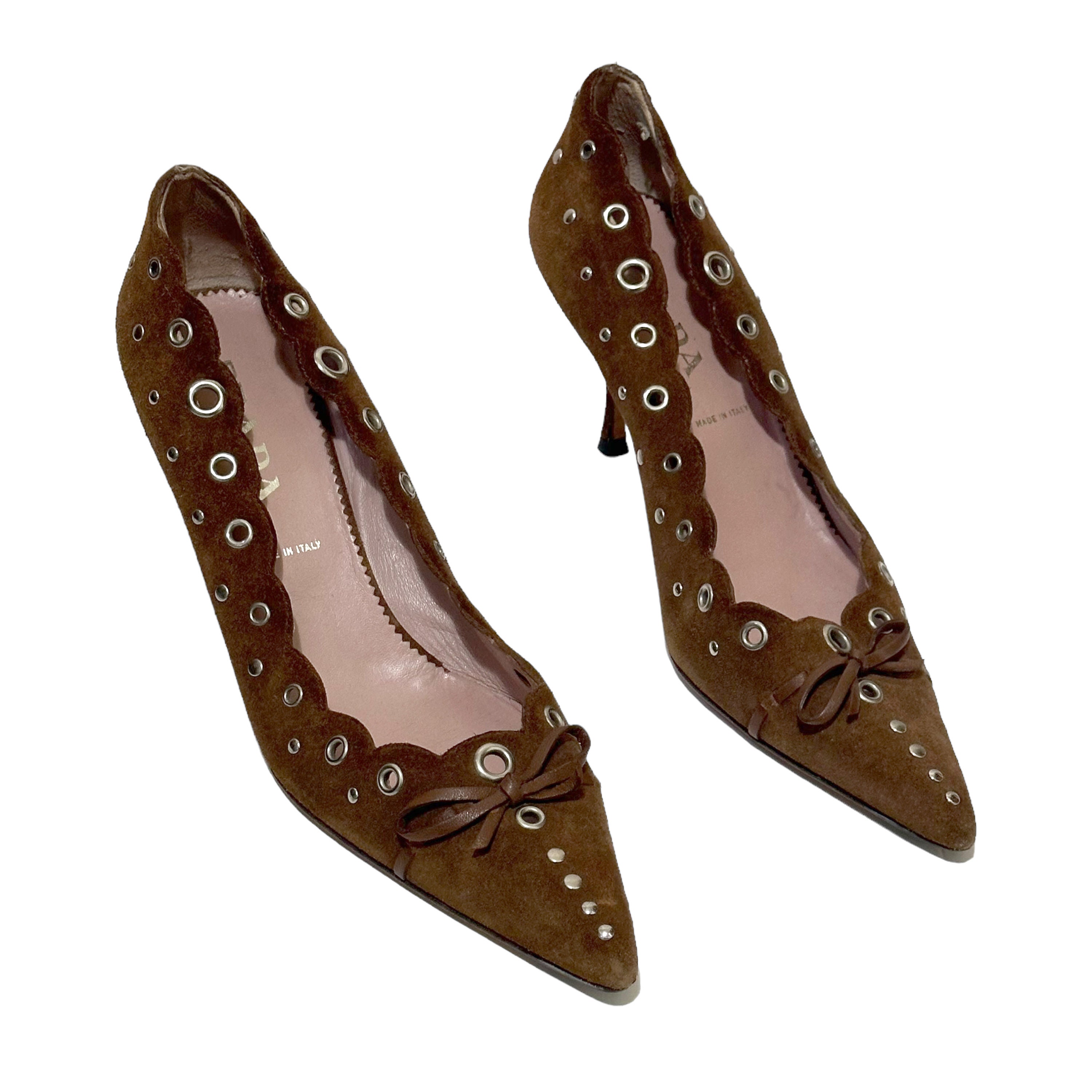 Vintage 00s 'prada' Brown Heels - Etsy