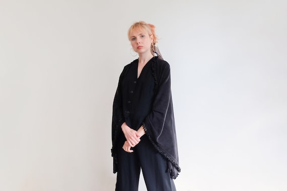 Vintage 70s Black Poncho