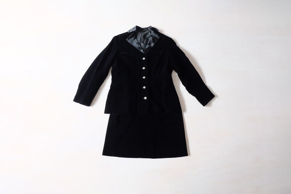 Vintage 60s Black Velvet Skirt Suit