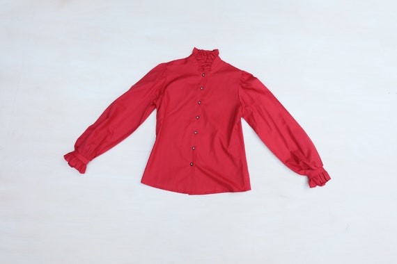 Vintage 80s Red Ruffle Shirt - Etsy 