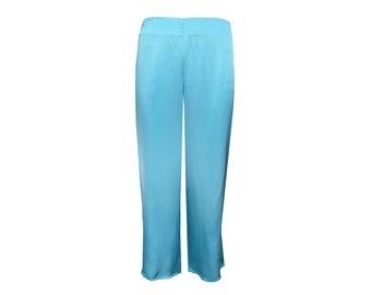 pantalon en soie bleue 'Blumarine' vintage des années 00